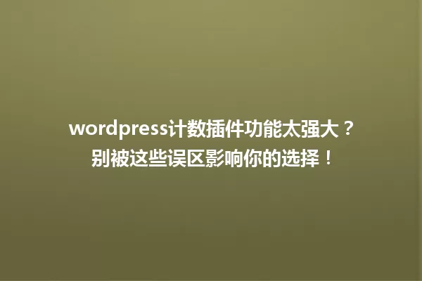 wordpress计数插件功能太强大?别被这些误区影响你的选择! 一