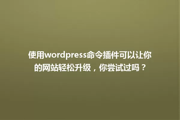 使用wordpress命令插件可以让你的网站轻松升级,你尝试过吗? 一