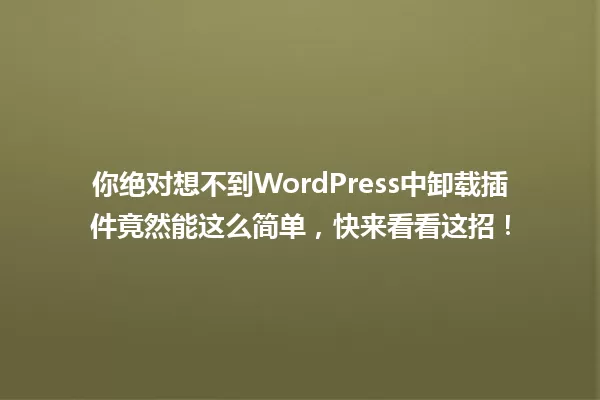 你绝对想不到WordPress中卸载插件竟然能这么简单,快来看看这招! 一