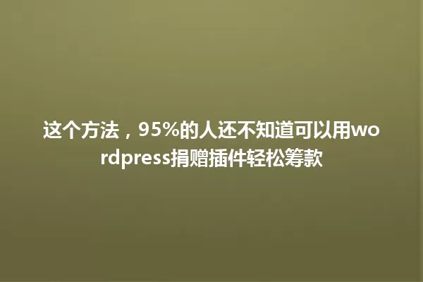 这个方法,95%的人还不知道可以用wordpress捐赠插件轻松筹款 一