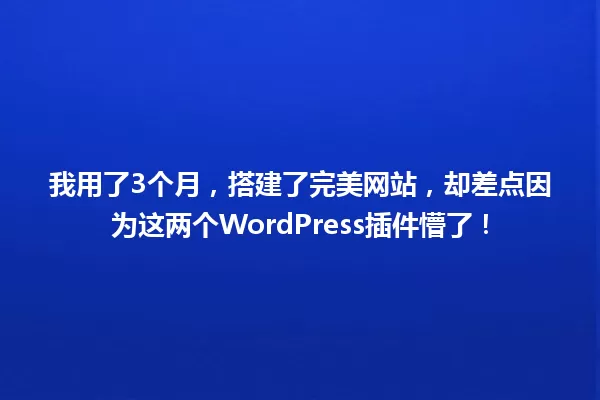 我用了3个月,搭建了完美网站,却差点因为这两个WordPress插件懵了! 一