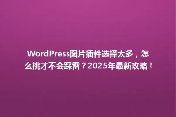 WordPress图片插件选择太多，怎么挑才不会踩雷？2025年最新攻略！ 一