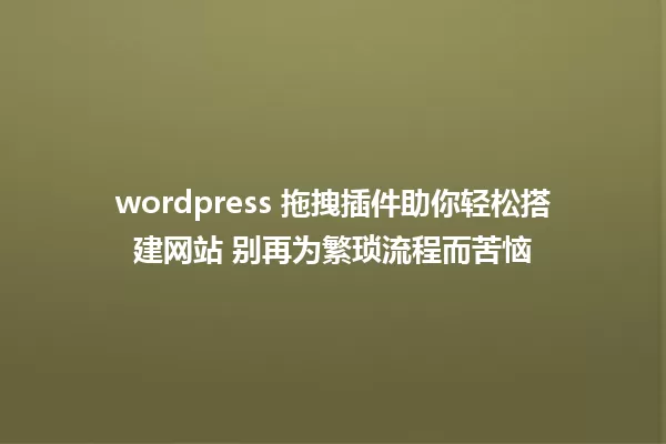 wordpress 拖拽插件助你轻松搭建网站 别再为繁琐流程而苦恼 一