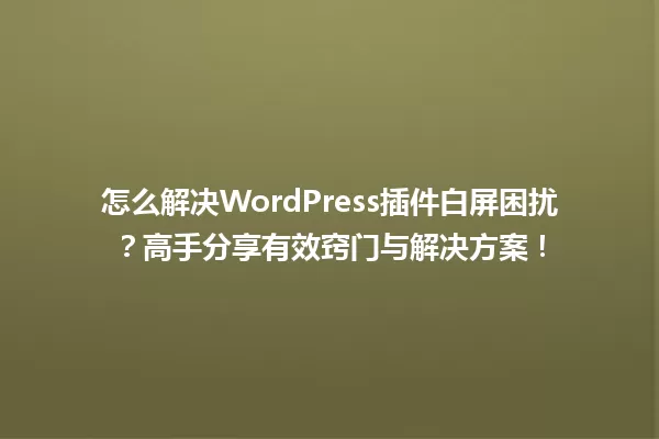 怎么解决WordPress插件白屏困扰？高手分享有效窍门与解决方案！ 一