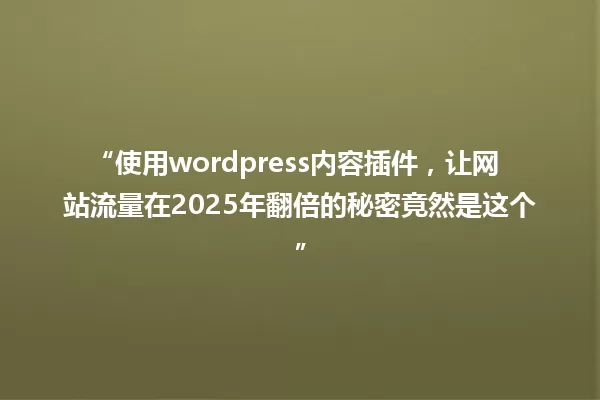 “使用wordpress内容插件，让网站流量在2025年翻倍的秘密竟然是这个” 一