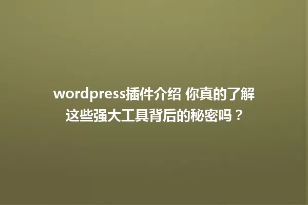 wordpress插件介绍 你真的了解这些强大工具背后的秘密吗？ 一