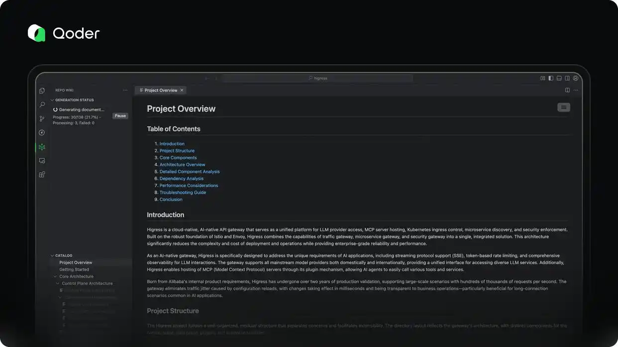 阿里 Qoder 大升级！Repo Wiki 全新功能让你轻松共享、编辑和导出！