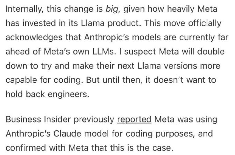 Meta内部弃用Llama，转向Claude编写代码的背后故事