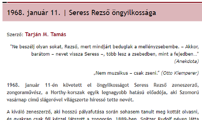（1968 年 1 月 11 日关于塞莱什自杀的报道）