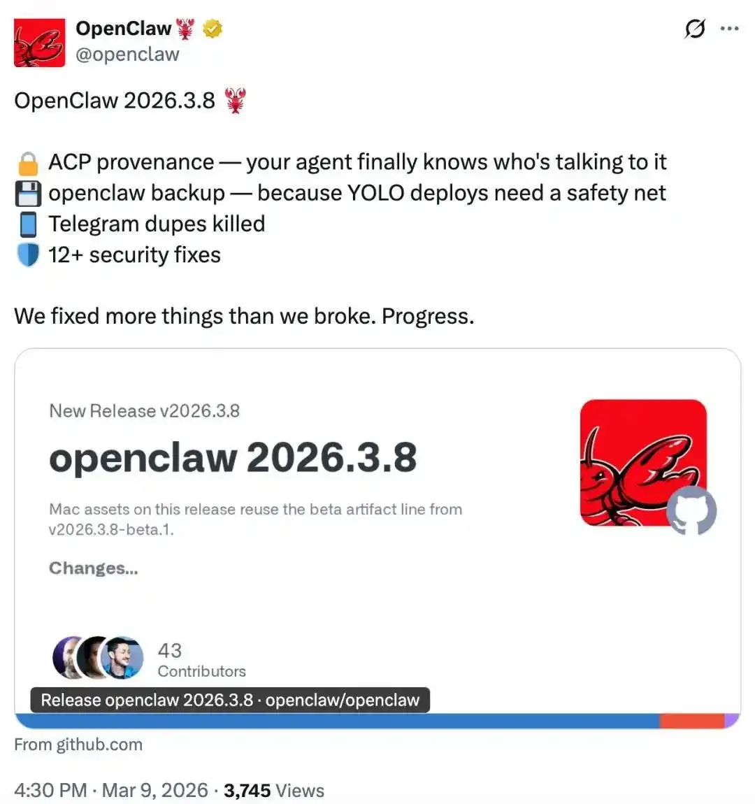 觉都不想睡了！龙虾新品OpenClaw 3.8火热来袭，快来看看吧！