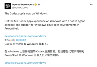普通程序员要小心了！Codex现已登陆Windows：连小白都能轻松一句话编程！