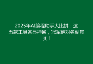 2025年AI编程助手大比拼：这五款工具各显神通，冠军绝对名副其实！