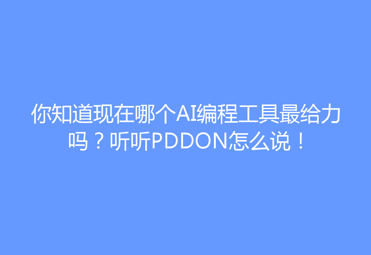 你知道现在哪个AI编程工具最给力吗？听听PDDON怎么说！