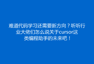 难道代码学习还需要新方向？听听行业大佬们怎么说关于cursor这类编程助手的未来吧！