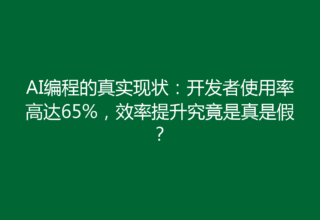 AI编程的真实现状：开发者使用率高达65%，效率提升究竟是真是假？
