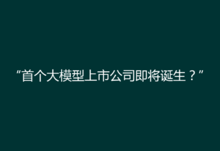 “首个大模型上市公司即将诞生？”