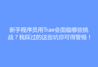 新手程序员用Trae会面临哪些挑战？我踩过的这些坑你可得警惕！