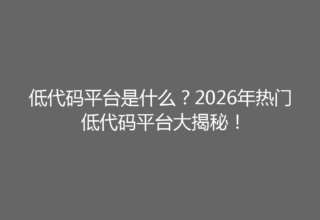 低代码平台是什么？2026年热门低代码平台大揭秘！