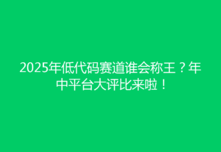 2025年低代码赛道谁会称王？年中平台大评比来啦！