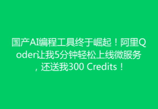国产AI编程工具终于崛起！阿里Qoder让我5分钟轻松上线微服务，还送我300 Credits！
