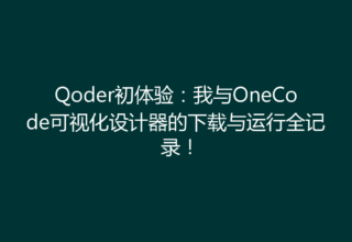 Qoder初体验：我与OneCode可视化设计器的下载与运行全记录！
