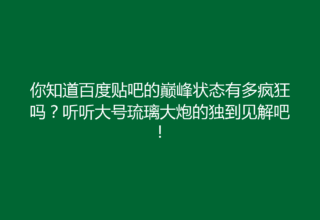 你知道百度贴吧的巅峰状态有多疯狂吗？听听大号琉璃大炮的独到见解吧！
