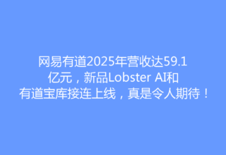 网易有道2025年营收达59.1亿元，新品Lobster AI和有道宝库接连上线，真是令人期待！