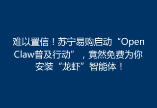 难以置信！苏宁易购启动“OpenClaw普及行动”，竟然免费为你安装“龙虾”智能体！