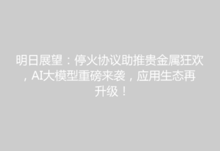 明日展望：停火协议助推贵金属狂欢，AI大模型重磅来袭，应用生态再升级！