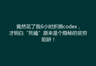 竟然花了我6小时折腾codex，才明白“死磕”原来是个隐秘的贫穷陷阱！