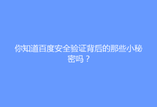 你知道百度安全验证背后的那些小秘密吗？