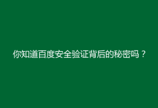 你知道百度安全验证背后的秘密吗？