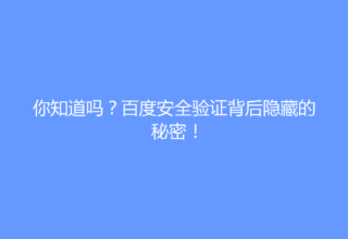 你知道吗？百度安全验证背后隐藏的秘密！