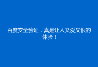 百度安全验证，真是让人又爱又恨的体验！