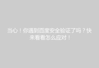 当心！你遇到百度安全验证了吗？快来看看怎么应对！