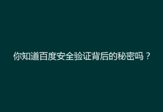 你知道百度安全验证背后的秘密吗？