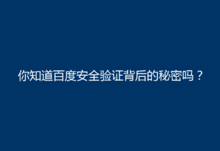 你知道百度安全验证背后的秘密吗？