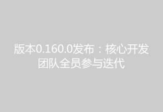 版本0.160.0发布：核心开发团队全员参与迭代