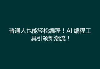 普通人也能轻松编程！AI 编程工具引领新潮流！