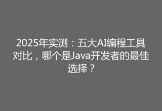 2025年实测：五大AI编程工具对比，哪个是Java开发者的最佳选择？