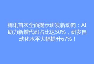 腾讯首次全面揭示研发新动向：AI助力新增代码占比达50%，研发自动化水平大幅提升67%！