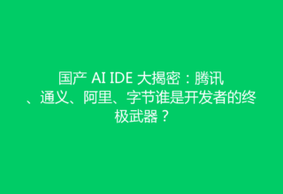 国产 AI IDE 大揭密：腾讯、通义、阿里、字节谁是开发者的终极武器？