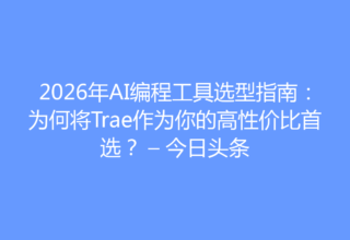 2026年AI编程工具选型指南：为何将Trae作为你的高性价比首选？ – 今日头条